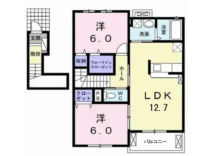 ピアチェーヴォレII(2LDK/2階)の間取り写真