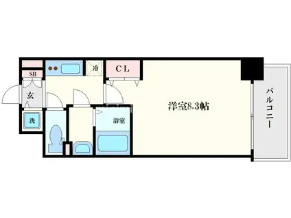 サムティ本町橋IIメディアス(1K/3階)の間取り写真