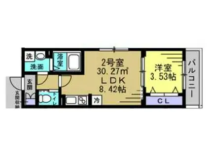 ベルクレール三軒茶屋(1LDK/3階)の間取り写真