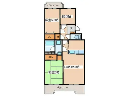 ベルヴェデーレII(2SLDK/3階)の間取り写真