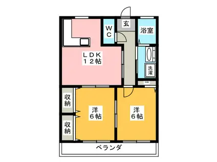 ソーレン サイド(2LDK/2階)の間取り写真