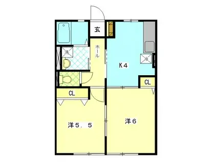 さんさん・グッチ(2DK/1階)の間取り写真