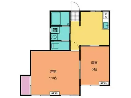 コーポラスリフレインII(2DK/2階)の間取り写真