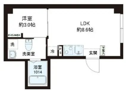 レピュア十条レジデンスII(1LDK/1階)の間取り写真