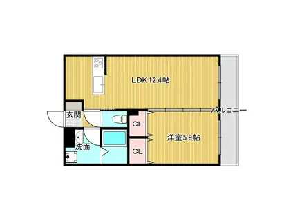 フラッハ(1LDK/2階)の間取り写真