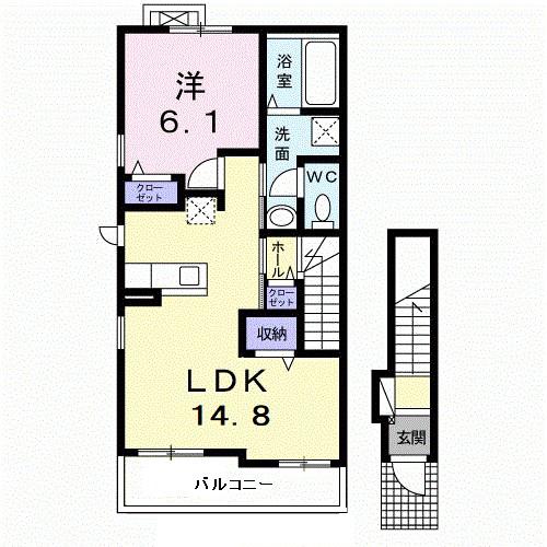 ビクトリア リアン A棟(1LDK/2階)の間取り写真