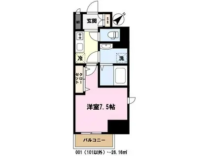 スアヴィス鳩ケ谷(1K/12階)の間取り写真