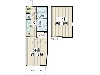 MERI佃野(1K/3階)の間取り写真