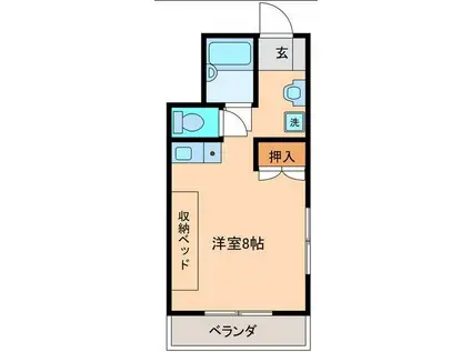 メゾンベル(ワンルーム/2階)の間取り写真