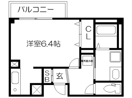 ジェスペール一条(1K/2階)の間取り写真