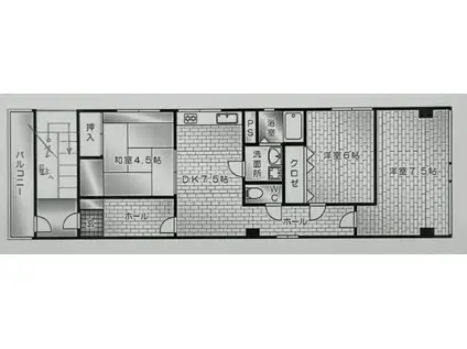 クレセント白島(3DK/5階)の間取り写真