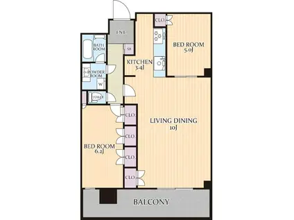 ブランズタワー南千住(2LDK/19階)の間取り写真
