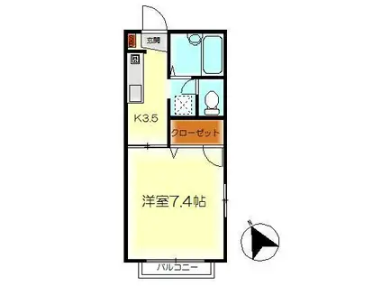 ディアス本町S(1K/2階)の間取り写真