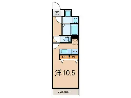 クレアドーレ南草津(ワンルーム/3階)の間取り写真