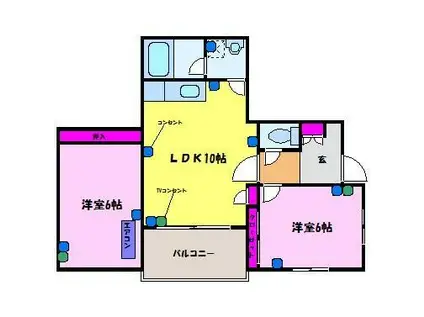 フローレンス新庄(2LDK/2階)の間取り写真