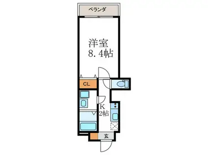 GRANDE COURT御園橋(1K/2階)の間取り写真