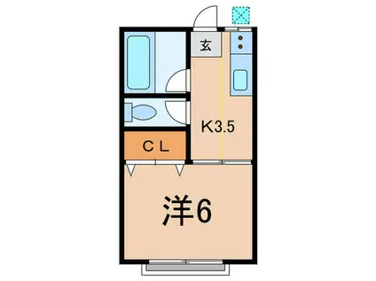 ハイツとおやま(1K/2階)の間取り写真