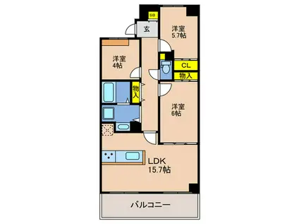 東町・江戸町ビル(3LDK/11階)の間取り写真