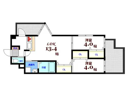LION銀山町(2LDK/3階)の間取り写真