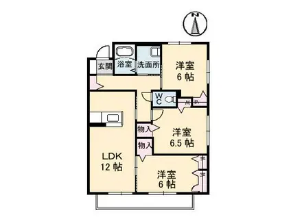 グランマスト福浜 B棟(3LDK/1階)の間取り写真