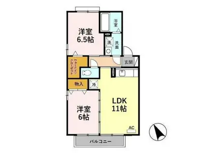 メゾン・ド・パストラル A(2LDK/2階)の間取り写真