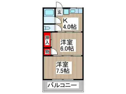 弥生荘(2K/2階)の間取り写真