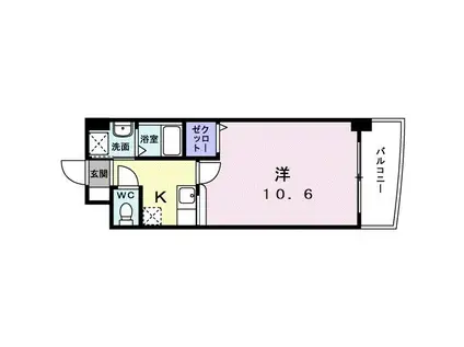 クラシオン・ルガールイシカワ(1K/4階)の間取り写真