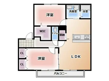 ランドハイム五林(2LDK/2階)の間取り写真