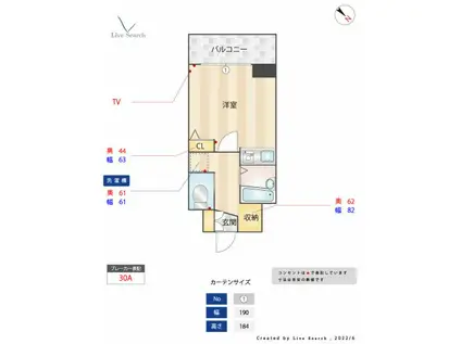 ジョイナス薬院(1K/3階)の間取り写真