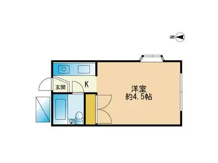 プラザドゥソフィアB棟(ワンルーム/2階)の間取り写真