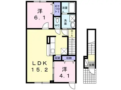 アニメートK(2LDK/2階)の間取り写真