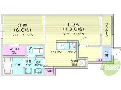 サニーセトル拾弐号館(1LDK/1階)の間取り写真