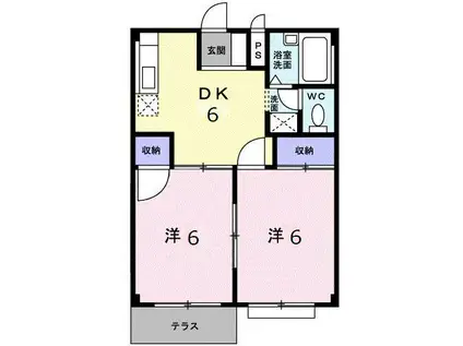 エルディムわたなべ(2DK/1階)の間取り写真