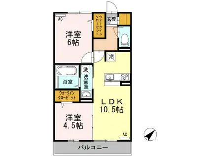 セレニティーステージ(2LDK/3階)の間取り写真