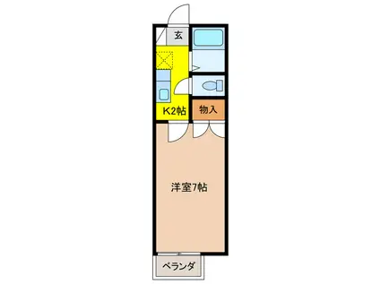 LIBERTY KUNIE II(1K/2階)の間取り写真