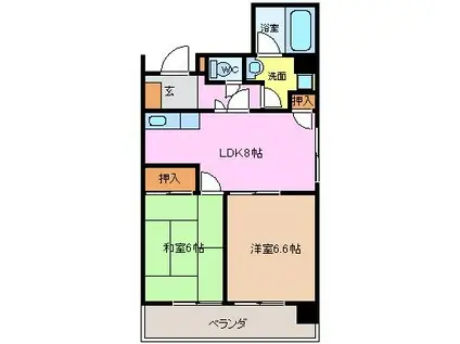 レスカール幸町(2LDK/9階)の間取り写真