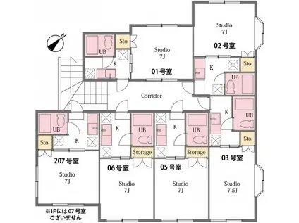 グリーンハイツ山崎A(1K/1階)の間取り写真