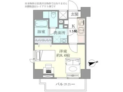 マインズ・コム白金(1K/10階)の間取り写真