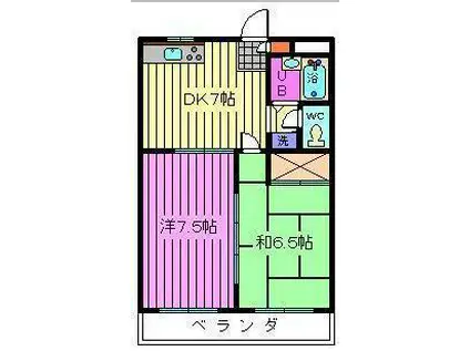 サンライズパーク上小町(2DK/2階)の間取り写真