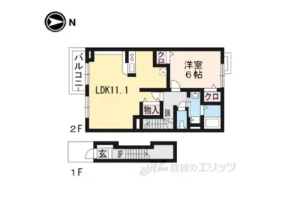 リバティスペースⅢ(1LDK/2階)の間取り写真