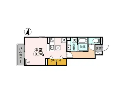 ルミエール三田(ワンルーム/1階)の間取り写真