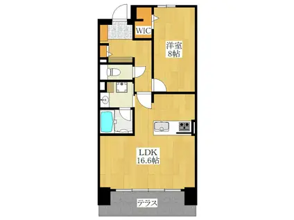 ロイヤルパークスリバーサイド(1LDK/9階)の間取り写真