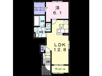 SUN FROUGEII(1LDK/1階)の間取り写真