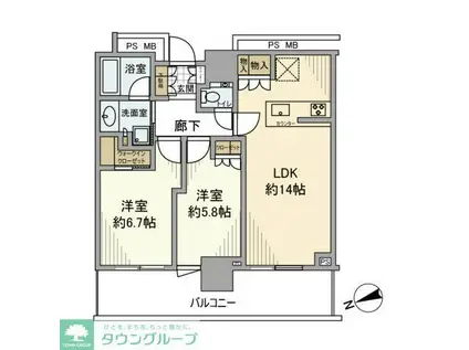 クラッシィタワー東中野(2LDK/16階)の間取り写真