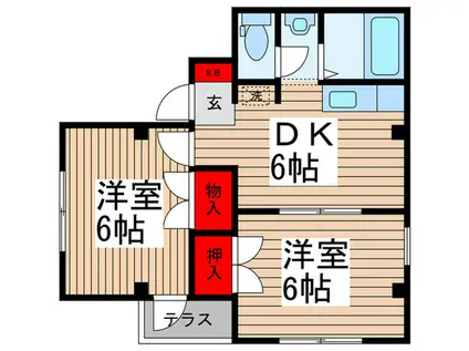 ウエストパレス(2DK/3階)の間取り写真