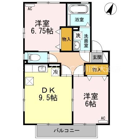 グレースメゾン国府(2DK/1階)の間取り写真