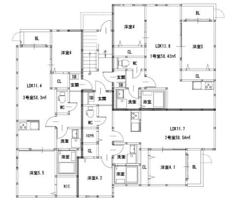 CALME HILLS高宮(2LDK/3階)の間取り写真
