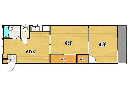 岩本ビル(2DK/2階)の間取り写真