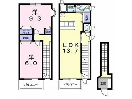 フリッシュII(2LDK/2階)の間取り写真