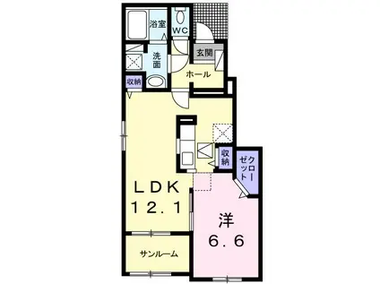 エテルノ ガーデン I(1LDK/1階)の間取り写真